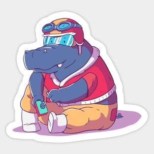 Gamer Hippo // Funny Animals Playing Video Games Sticker